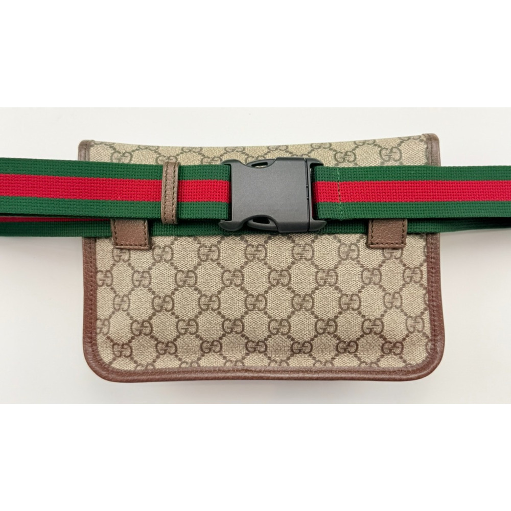Gucci Neo Vintage GG Supreme Belt Bag Fanny Pack Beige Brown Web Strap Auth Box - Picture 7 of 15